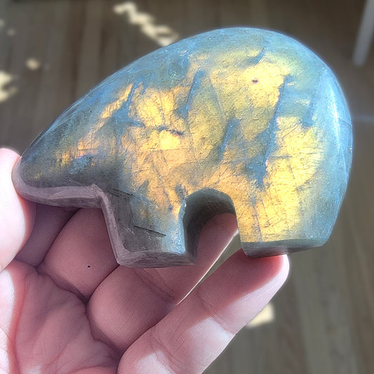 Labradorite -  Zuni Bear - Yellow Flash