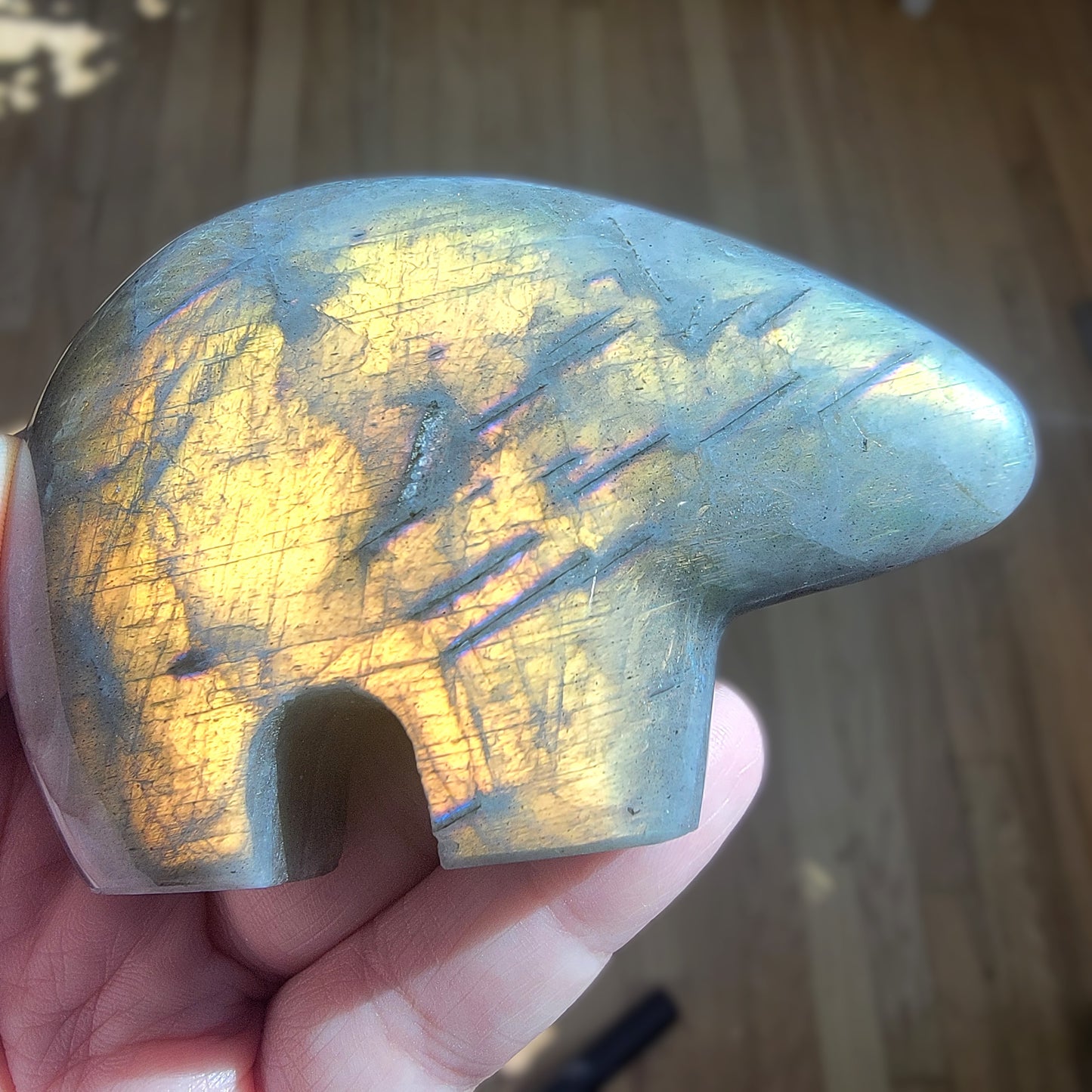 Labradorite -  Zuni Bear - Yellow Flash